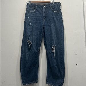 Anthropologie Pilcro The Bow Boyfriend Jeans distressed medium blue 30 petite
